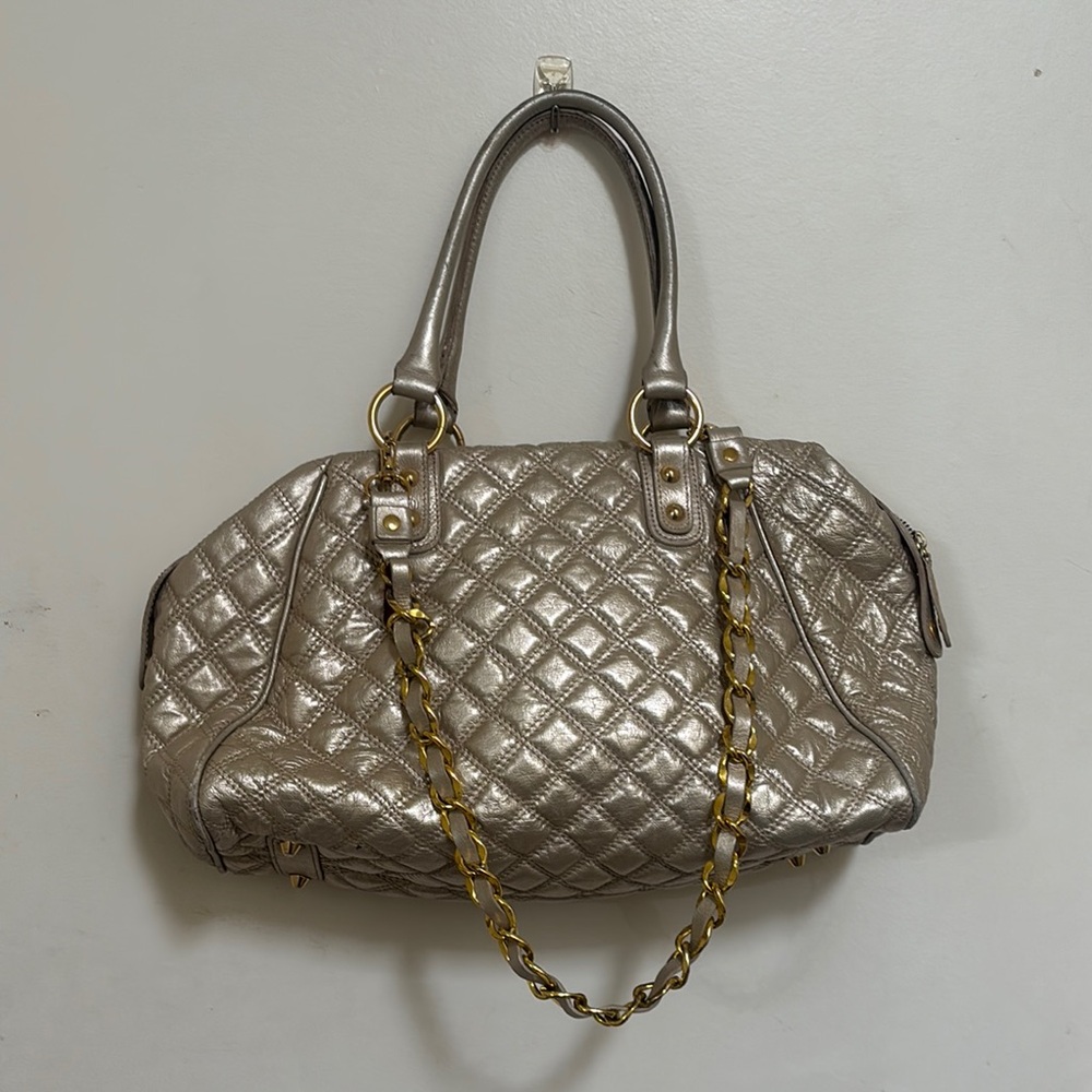 Bebe Silver and Gold Quilted Shoulder Bag